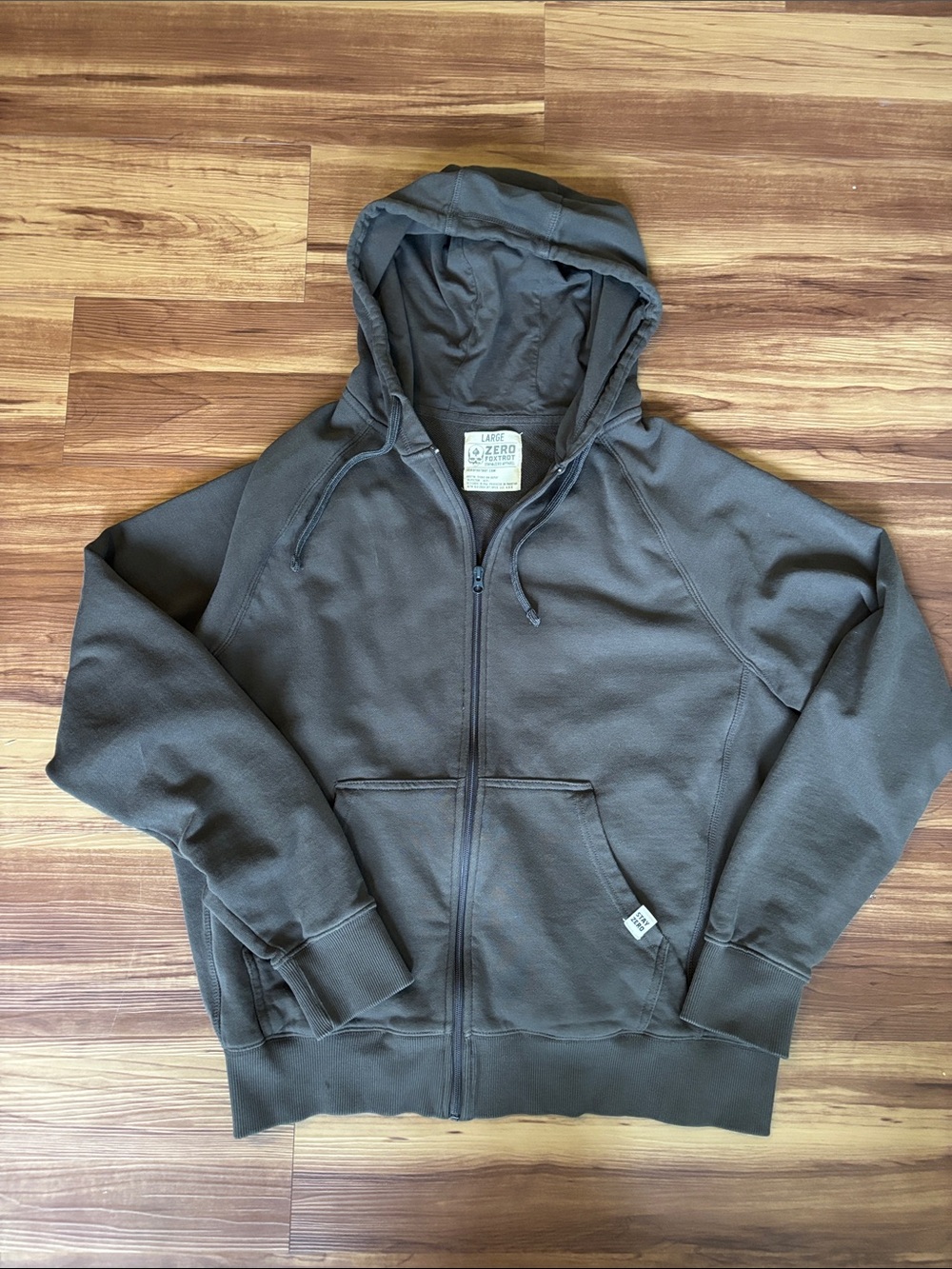 Zero Foxtrot Men's Zip Hoodie Jacket in Dark Gray